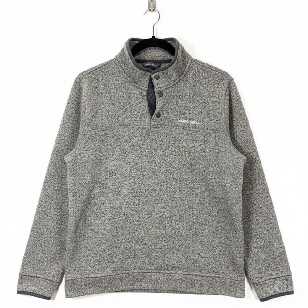 Eddie Bauer Men’s Fleece Snap Mock Pullover Taupe XL